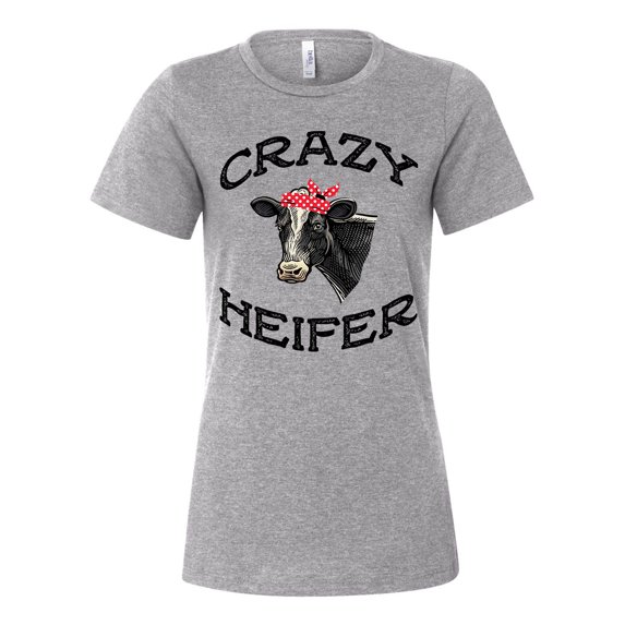 Women's Cow Bandana Crazy Heifer Ladies Fit Short Sleeve T-shirt-Athletic Heather-xxl