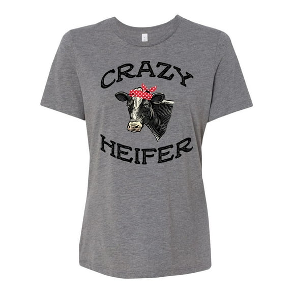 Women's Cow Bandana Crazy Heifer Ladies Fit Short Sleeve T-shirt-Grey Triblend-large