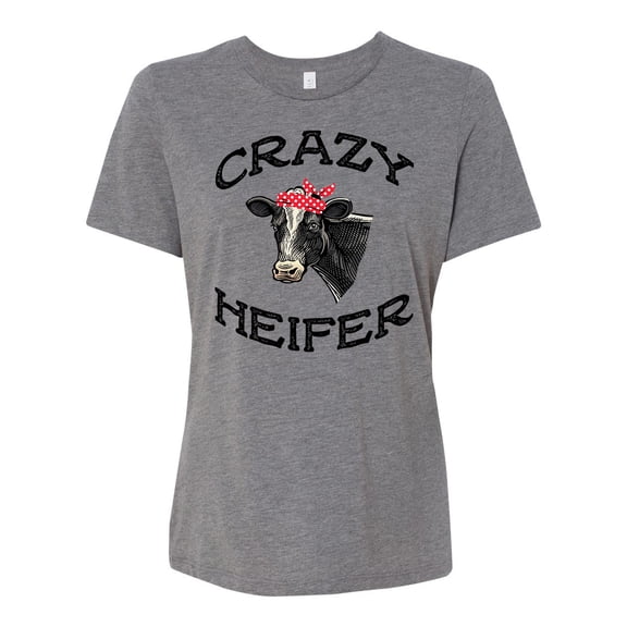 Women's Cow Bandana Crazy Heifer Ladies Fit Short Sleeve T-shirt-Grey Triblend-xl