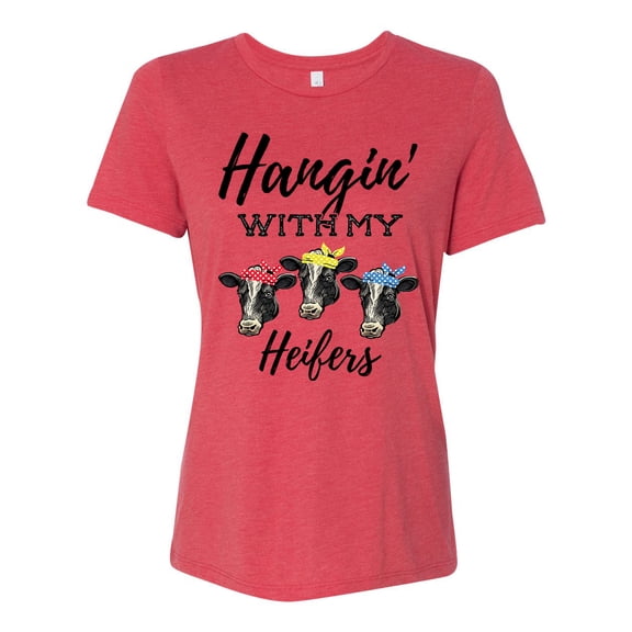 Women's Cow Bandana Hangin With My Heifers Ladies Fit Short Sleeve T-shirt-Red Triblend-large