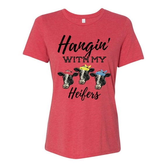 Women's Cow Bandana Hangin With My Heifers Ladies Fit Short Sleeve T-shirt-Red Triblend-small