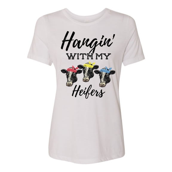 Women's Cow Bandana Hangin With My Heifers Ladies Fit Short Sleeve T-shirt-White Triblend-large