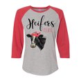thumbnail image 1 of Women's Cow Bandana Heifer Please Ladies Fit Raglan Short Sleeve T-shirt-Vintage Red/Heather-medium, 1 of 4
