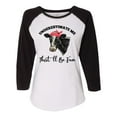 thumbnail image 1 of Women's Cow Bandana Underestimate Me Ladies Fit Raglan Short Sleeve T-shirt-Black/White-large, 1 of 4