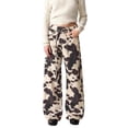 thumbnail image 1 of Women’s Cow Print Wide Leg Pants High Waist Straight Leg Casual Trousers with Pockets, 1 of 8