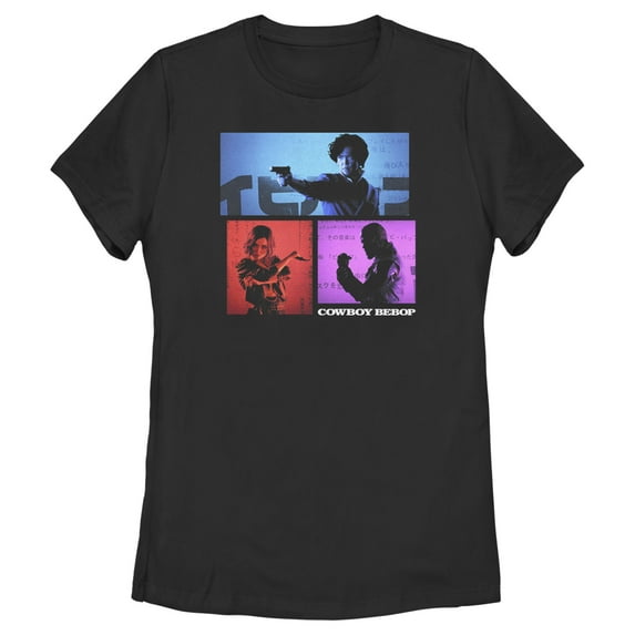 Women's Cowboy Bebop Character Boxes Graphic Tee Black X Large