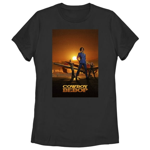 Women's Cowboy Bebop Sunset Poster  Graphic Tee Black Medium