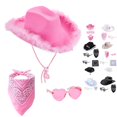 thumbnail image 1 of Women's Cowboy Hat Set with Bandana and Heart Glasses - Cowgirl Costume Hat for Teen Girls Party Dress Up, 1 of 4