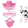 thumbnail image 1 of Women's Cowboy Hat Set with Bandana and Heart Glasses - Cowgirl Costume Hat for Teen Girls Party Dress Up, 1 of 3