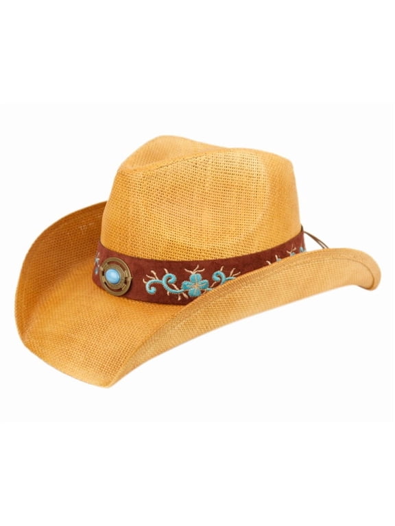 Women's Cowboy Hat With Turquoise Floral Pattern