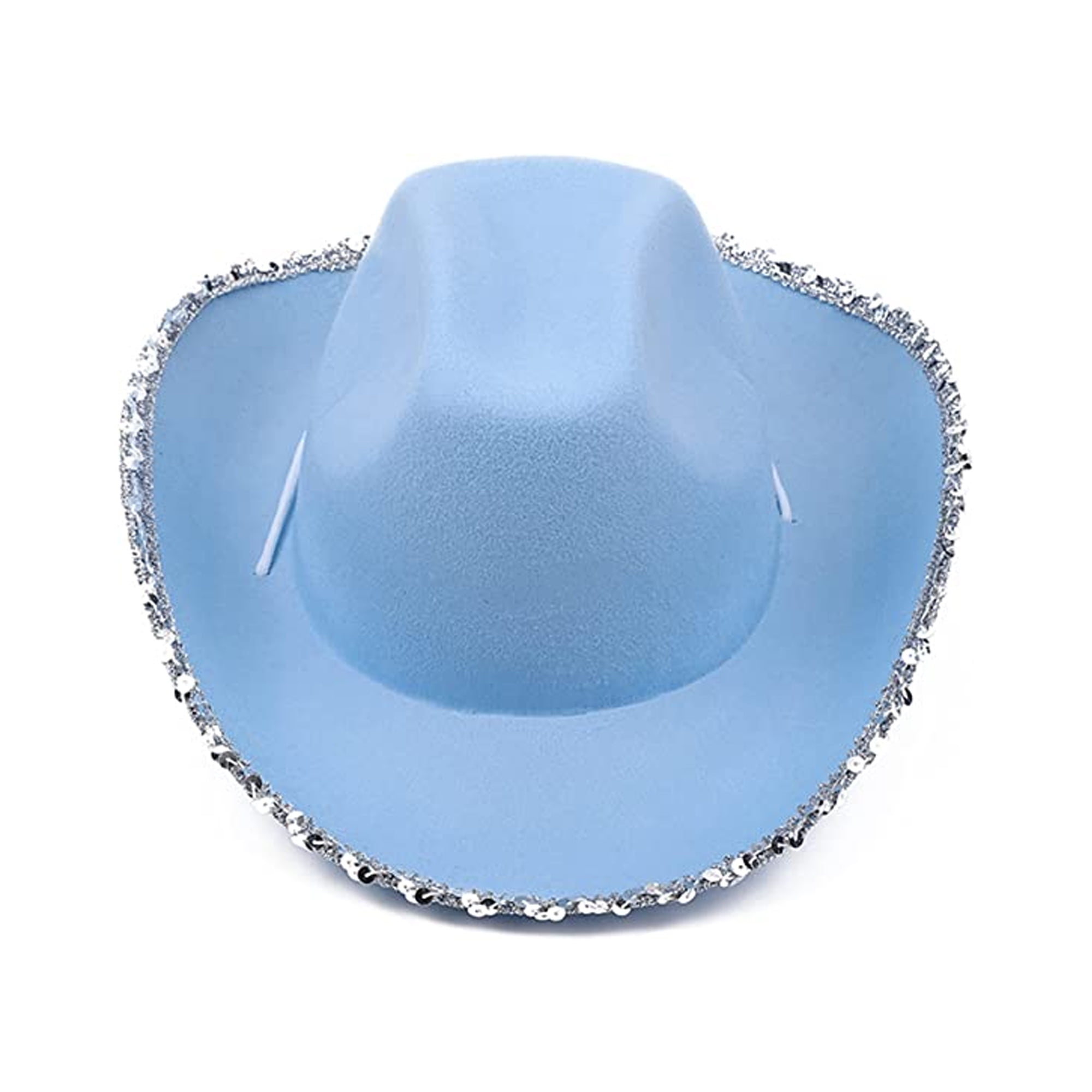 Women's Cowboy Hats Fluffy Trim Felt Cowgirl Hat Feather Brim Cowgirl