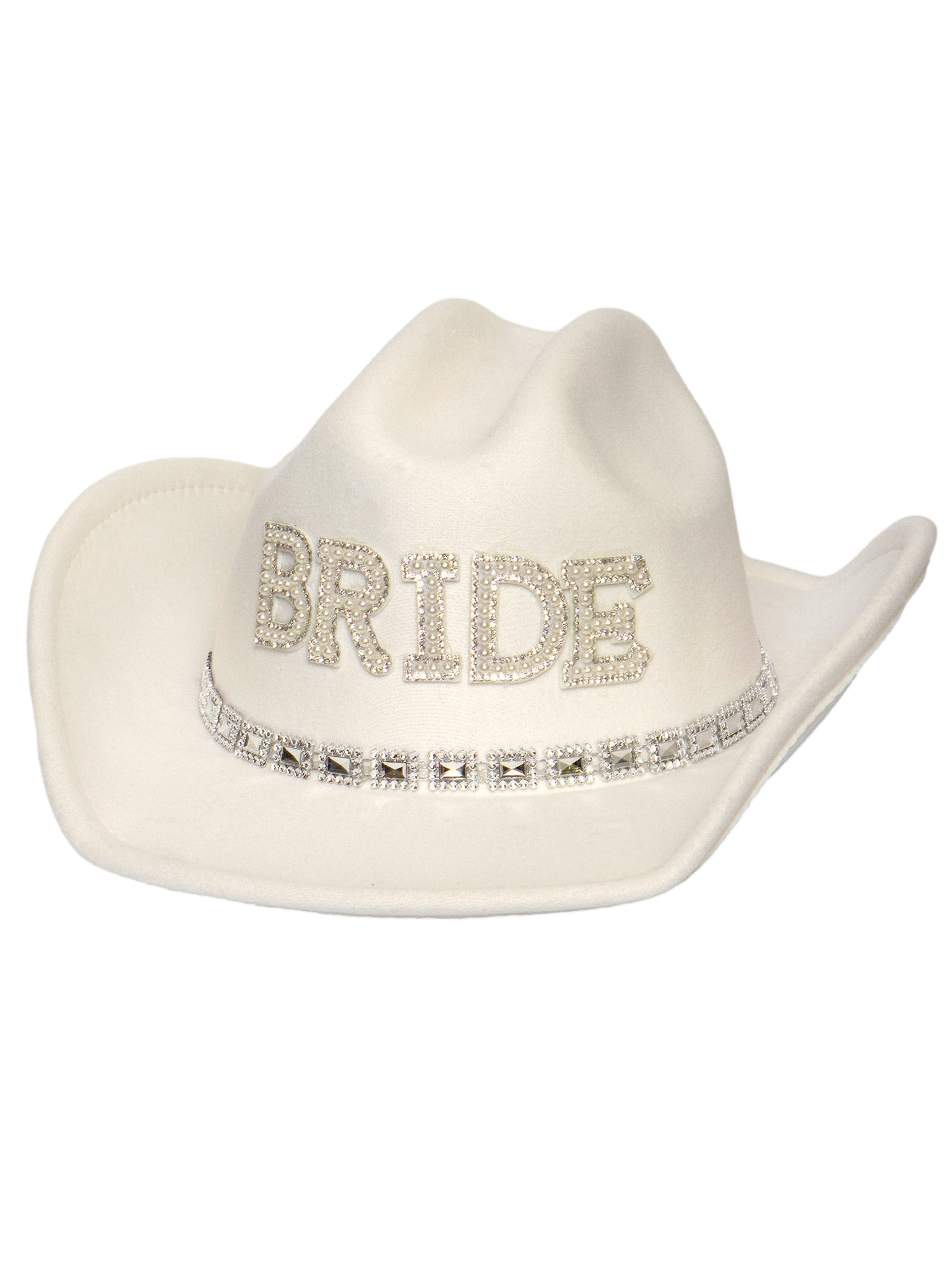 Rhinestone Cowgirl Hat for Bachelorette Party White Cowboy Hat Bride To Be Rhinestone Bride Cowboy Hat | Bachelorette Party Hat, White  main image 4