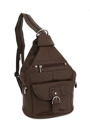Women's Cowhide Leather Backpack Convertible Sling One Shoulder Large Bag Secure Entry 7 Pocket