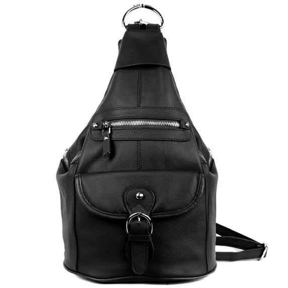 Women's Cowhide Leather Backpack Convertible Sling One Shoulder Large Bag Secure Entry 7 Pocket