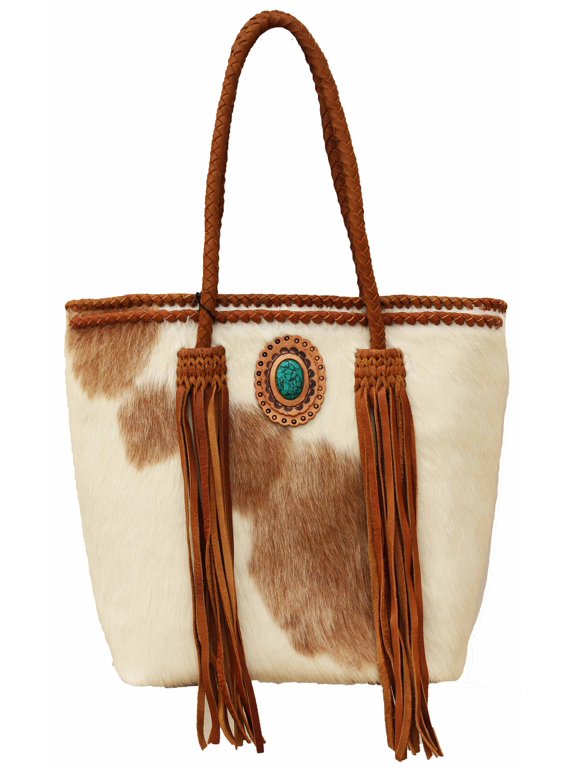 Women's Cowhide Western Braided Leather Shoulder Purse Handbag Fringe 18RAH02