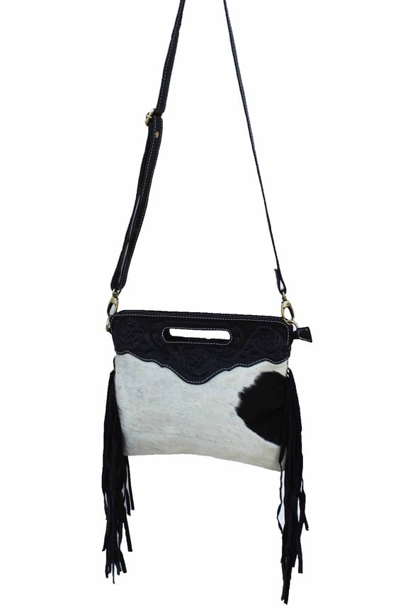 Women's Cowhide Western Floral Tooled Leather Shoulder Purse Handbag 18RTH13