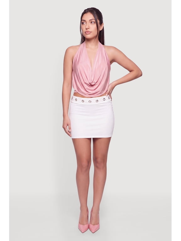 Women's Cowl Halter Neck Sleeveless Crop Top