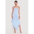 thumbnail image 1 of Women's Cowl Neck Asymmetrical Ruffle Hem Maxi Dress, 1 of 3