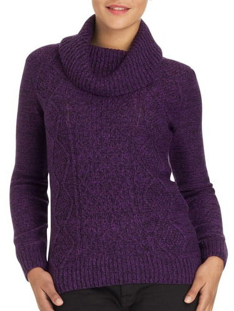 Women's Cowl Neck Cable Rib Sweater - Walmart.com