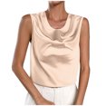 thumbnail image 1 of Women's Cowl Neck Camisole, Satin Tank Tops, Dressy Casual Sleeveless Blouse Shirts Camisoles for Women for Under Clothes Beige M, 1 of 7