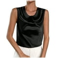 thumbnail image 1 of Women's Cowl Neck Camisole, Satin Tank Tops, Dressy Casual Sleeveless Blouse Shirts Flowy Tank Tops for Women Black S, 1 of 7