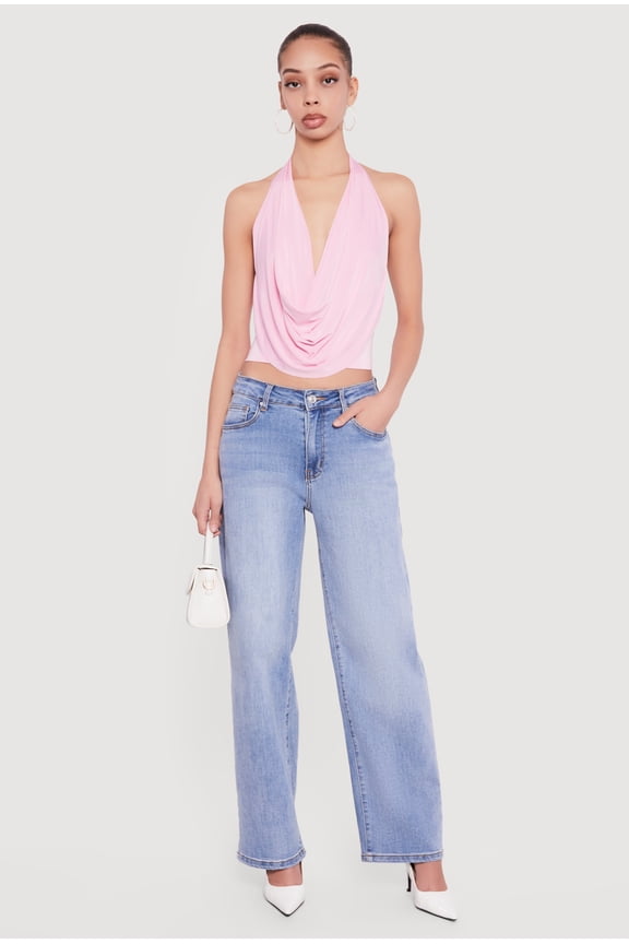 Women's Cowl Neck Halter Crop Top