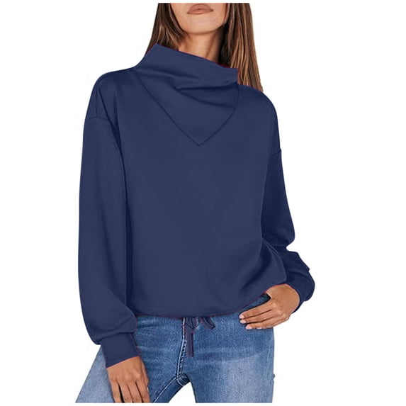 Women's Cowl Neck Oversized Sweatshirts 2024 Fall Trendy Long Sleeve Pullover Tops Casual Loose Lightweight Preppy Clothes