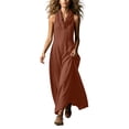thumbnail image 1 of Women's Cowl Neck Sleeveless Maxi Dress Loose A Line Flowy Long Dress Lightweight Boho Style Sundress Beach Vacation Outfit Orange, 1 of 6