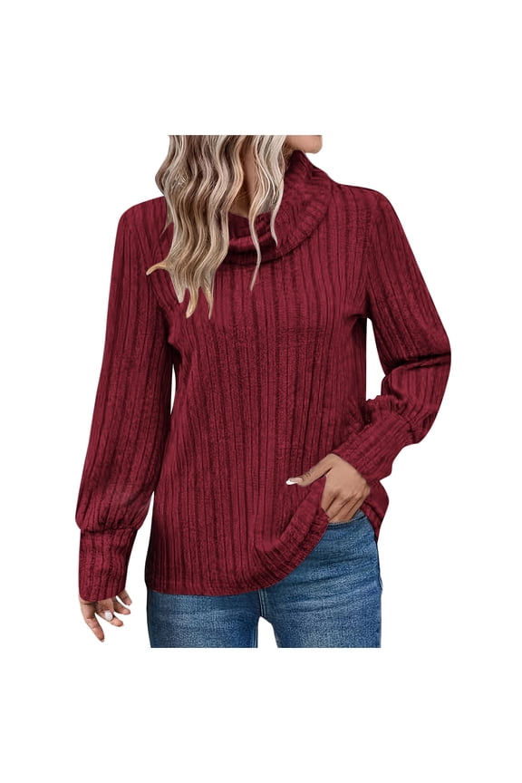 Women's Cowl Neck Sweater Ladies Turtleneck Oversized Sweaters Long Sleeve Pullover Knit Shirt Tops
