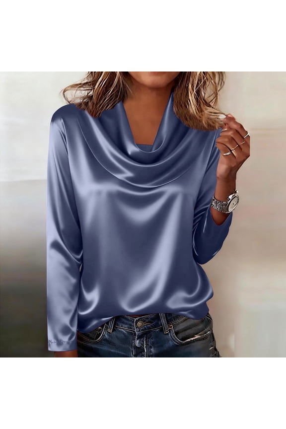 Women's Cowl Neck Sweater Lightweight Solid Color Long Sleeve Knit Pullover Jumper Tops 2026 Spring Summer Limited-time offer