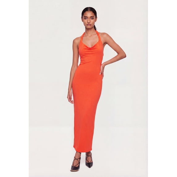 Women's Cowl Neck Twist Halter Maxi Dress