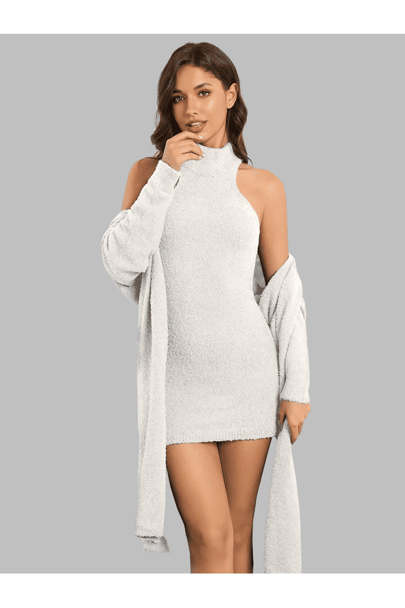 Women’s Cozy Anti-Pill Fleece Lounge Sweater Dress - Anti-Static, Machine Washable, Stylish & Warm