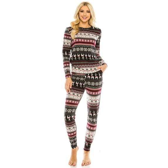 Women's Cozy Christmas Fleece-Lined 2-Piece Matching Jogger Sets
