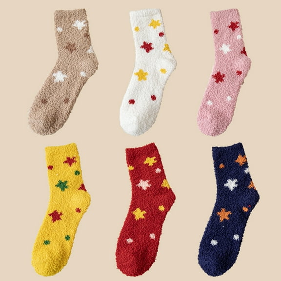 Women's Cozy Coral Fleece Socks – Thickened Warm Twist Design, Anti-Pilling, for Relaxation in Autumn and Winter, One Size, 6 Pairs