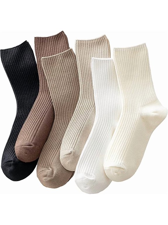 Women's Trendy Crew Socks Neutral Aesthetic Casual Cotton Socks Size 6-10