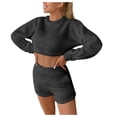 thumbnail image 1 of Women's Cozy Fall/Winter High Waist Long Sleeve Top & Shorts Pajama Set | Coral Loungewear Womens Swim Board Shorts Short Set Bathing Suit Tuxedo Shorts Set for Women Bikini Dresses Women Beach, 1 of 6
