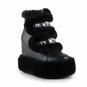 Women s Cozy Faux Fur Hidden Wedges Platform Winter Ankle Boots