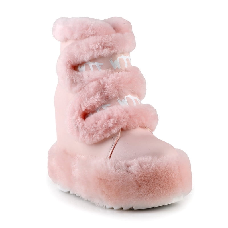 Women’s Cozy Faux Fur Hidden Wedges Platform Winter Ankle Boots