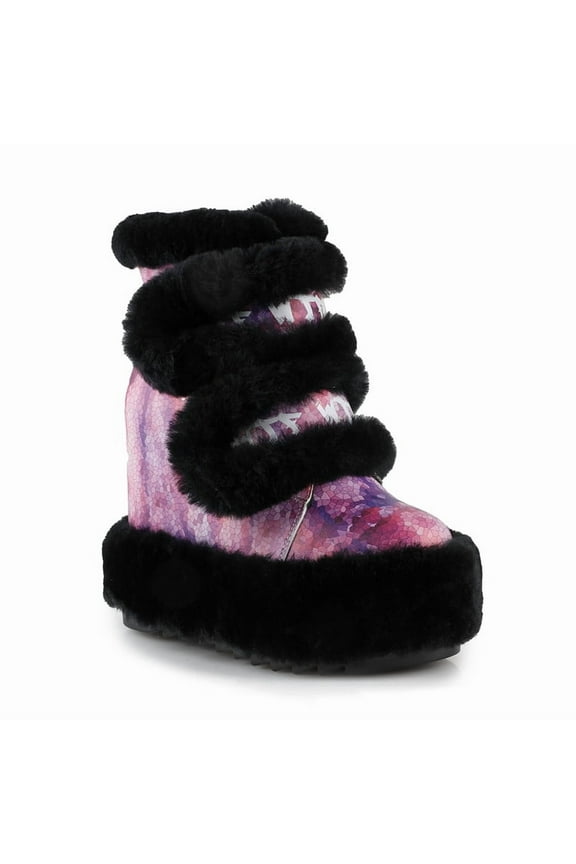 Women’s Cozy Faux Fur Hidden Wedges Platform Winter Ankle Boots