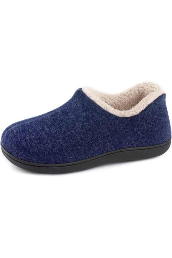 Women’s Cozy Faux Sherpa Fleece Slippers with Drawstring, Memory Foam Closed Back House Shoes with Nonslip Rubber Sole for Indoor and Outdoor