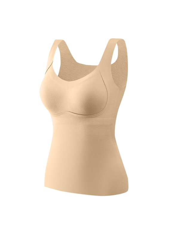 Women's Cozy Fleece Lined Bra: Double-Sided Velvet Thermal Vest Top, Wirefree Seamless Support with Full Coverage for Fall and Winter Comfort, Warm Lingerie Essential,Complexion L