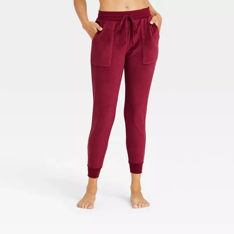 Women's Cozy Fleece Lounge Jogger Pants - Stars Above™, Berry Red, Medium