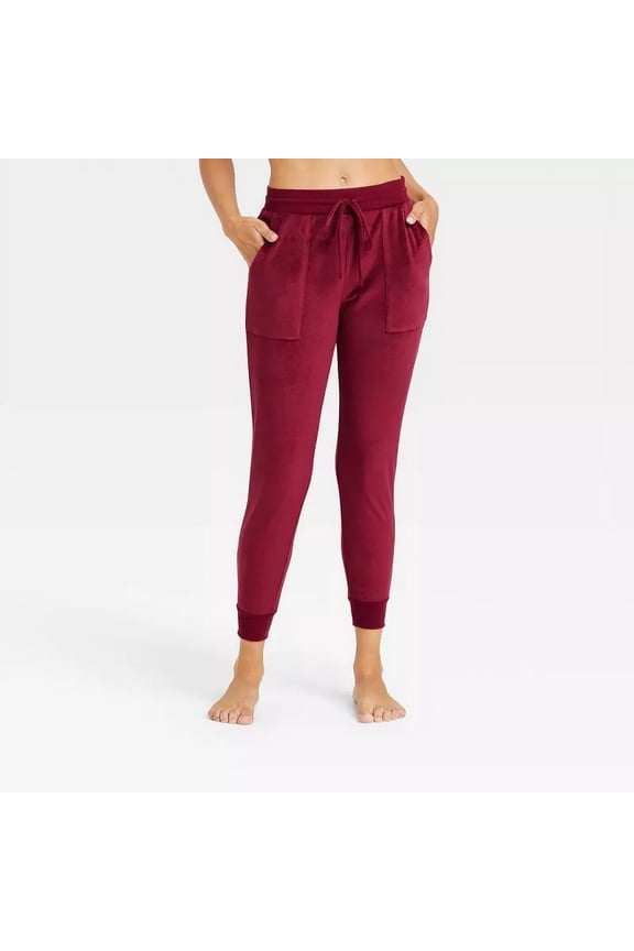 Women's Cozy Fleece Lounge Jogger Pants - Stars Above™, Berry Red, Medium