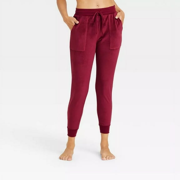 Women's Cozy Fleece Lounge Jogger Pants - Stars Above™, Berry Red, XL