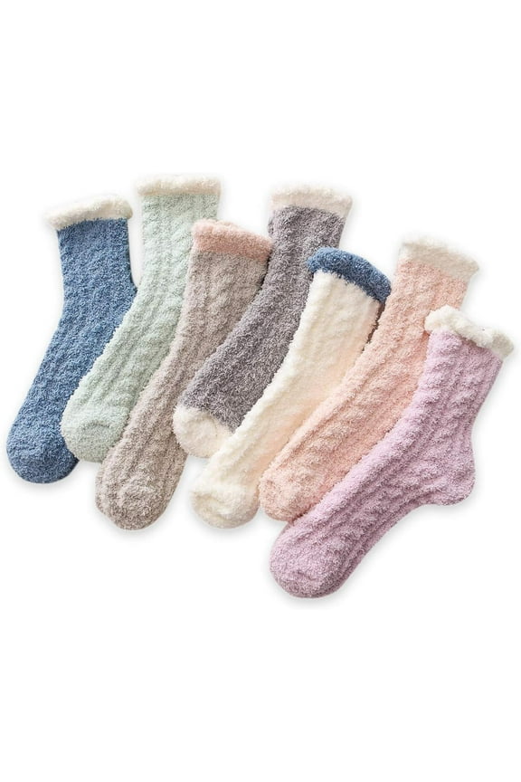 Women's Cozy Fluffy Socks Fuzzy Socks Plush Socks 5,6,7,8 Pairs