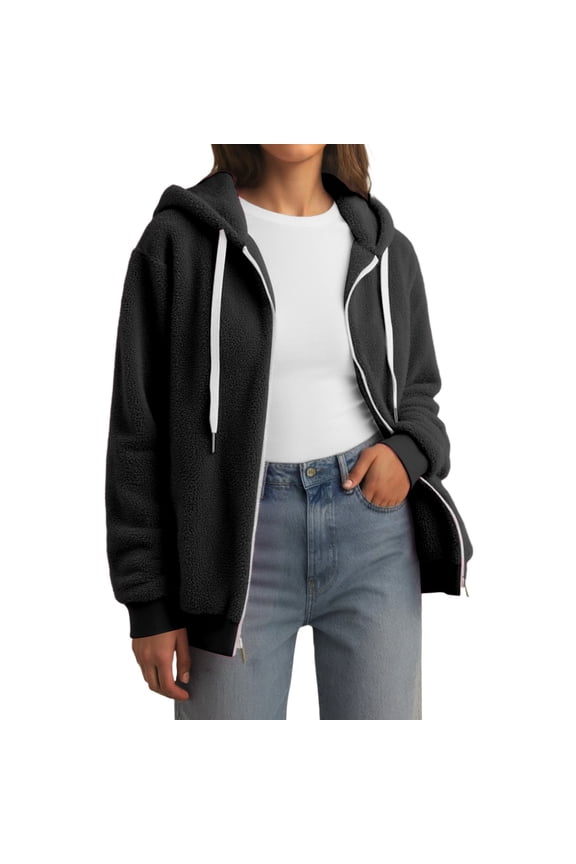 Women's Cozy Hooded Jacket For Everyday Wear Soft Winter Outerwear With Secure Zip Closure And Pockets Comfortable Layering