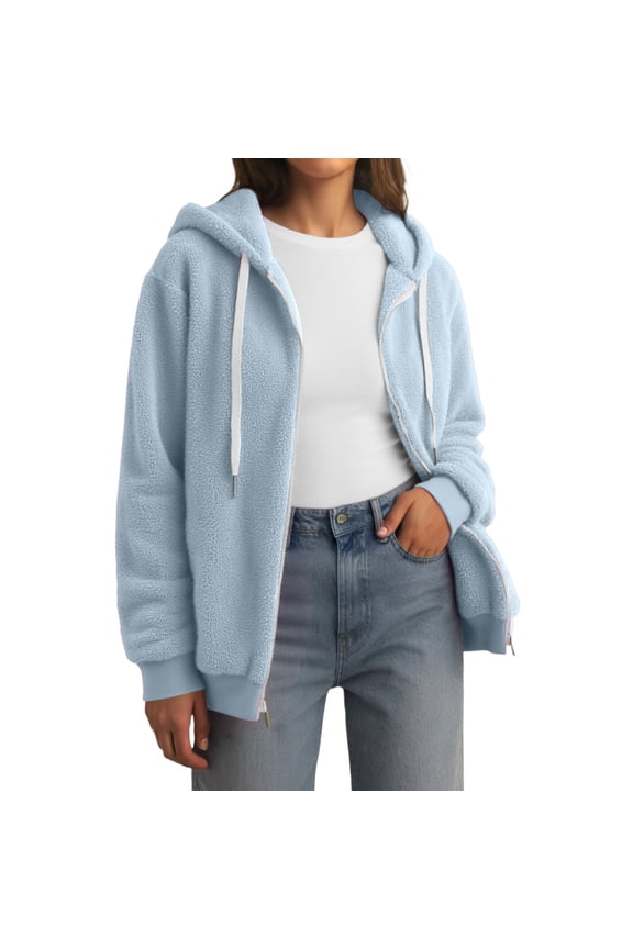 Women's Cozy Hooded Jacket For Everyday Wear Soft Winter Outerwear With Secure Zip Closure And Pockets Comfortable Layering