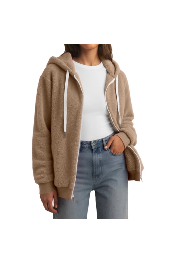 Women's Cozy Hooded Jacket For Everyday Wear Soft Winter Outerwear With Secure Zip Closure And Pockets Comfortable Layering