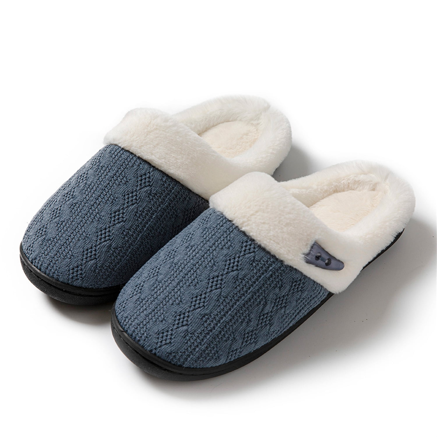 Women's Cozy House Slippers Memory Foam Furry Bedroom Slippers Anti-Slip Sole for Indoor Outdoor ...