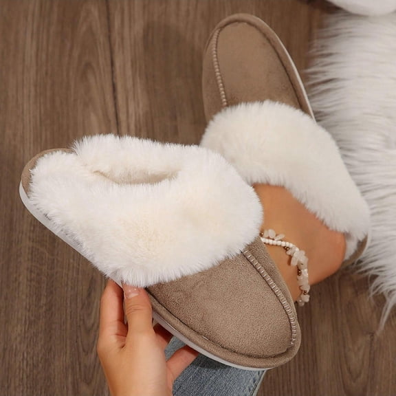 Women's Cozy Memory Foam Slippers, Fuzzy Wool-Like Plush Fleece Lined House Slippers for Indoor & Outdoor Use with Anti-Skid Rubber Sole